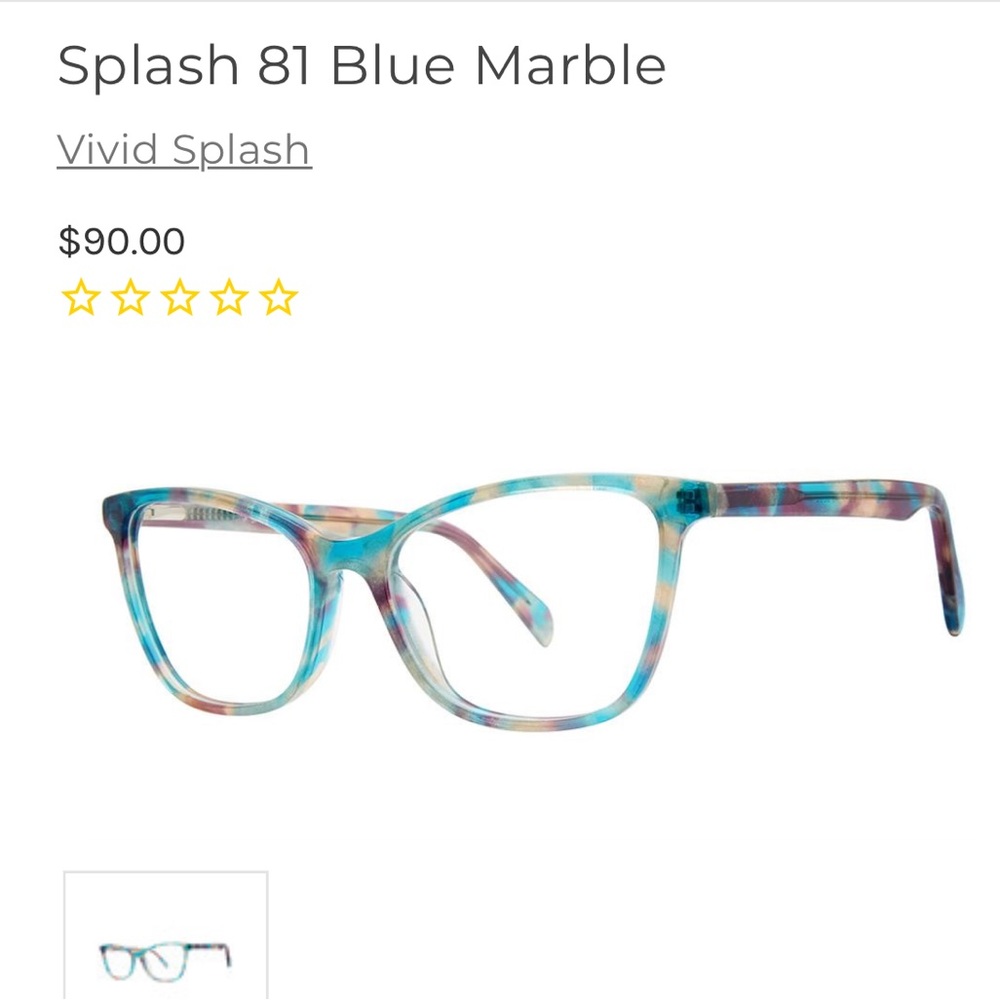 Vivid Frames Blue Marble Eyeglass Frames 53-16-14… - image 1